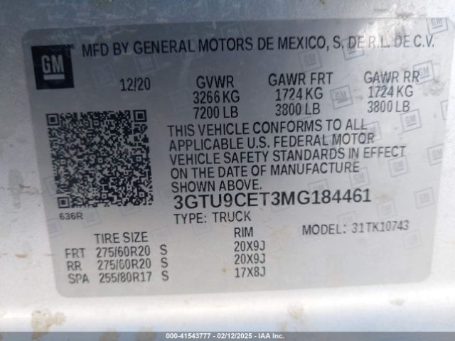 3GTU9CET3MG184461 GMC lm2