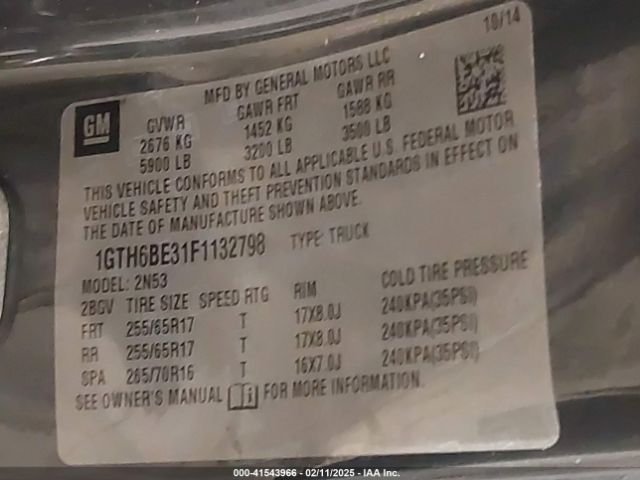 1GTH6BE31F1132798 GMC CANYON SLE