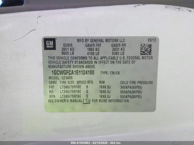 1GCWGFCA1E1124180 Chevrolet Express 2500 Work Van