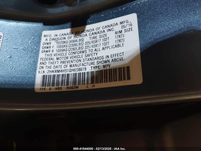Honda CR-V EX 2016 2HKRM4H51GH658619 Image 9