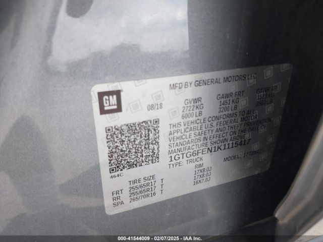 1GTG6FEN1K1115417 GMC Canyon All Terrain W/cloth