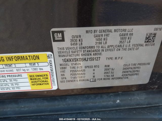 1GKKVSKD5HJ159127 GMC Acadia Limited