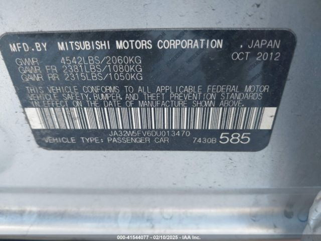 2013 MITSUBISHI LANCER EVOLUTION JA32W5FV6DU013470 Photo 8