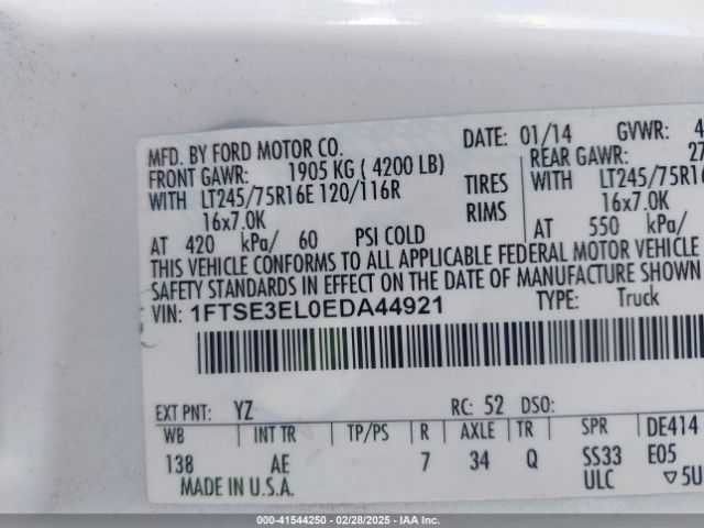 1FTSE3EL0EDA44921 Ford E-350 Super Duty Commercial