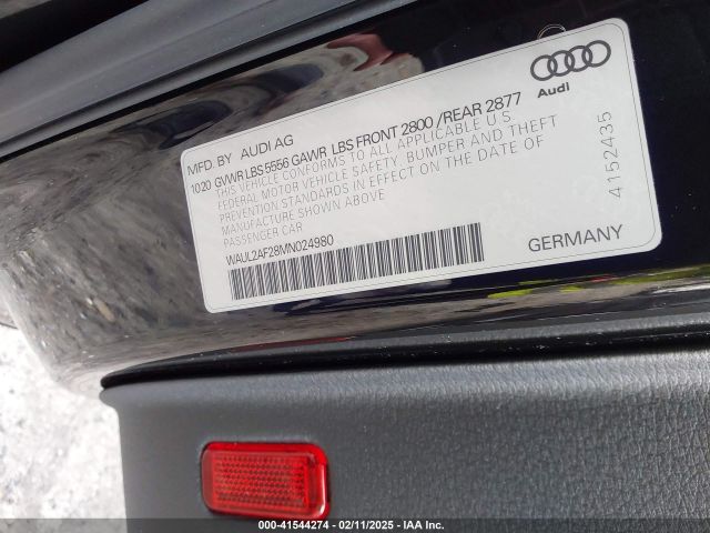 WAUL2AF28MN024980 Audi A6 Premium Plus 55 Tfsi Quattro S Tronic