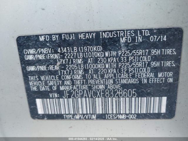 JF2GPAVCXE8328605 Subaru Xv Crosstrek 2.0i Premium