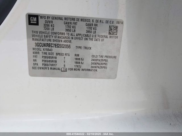 3GCUKREC7EG502056 Chevrolet Silverado 1500 2lt