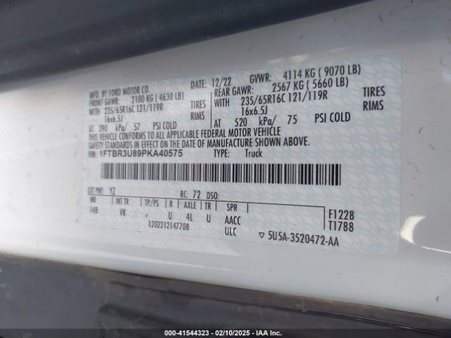1FTBR3U89PKA40575 Ford Transit-250 Cargo Van