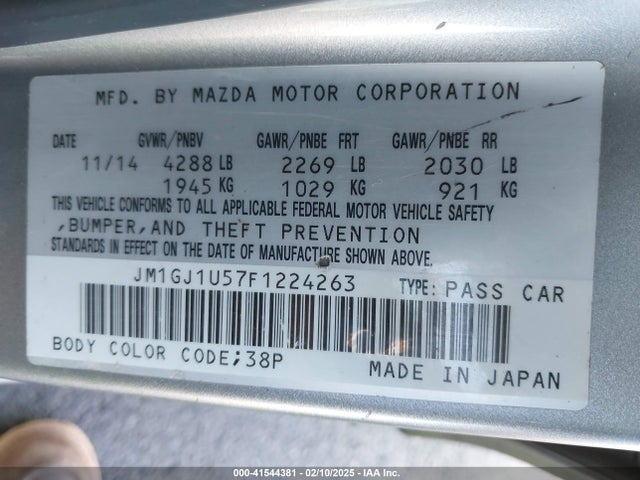 JM1GJ1U57F1224263 Mazda 2015