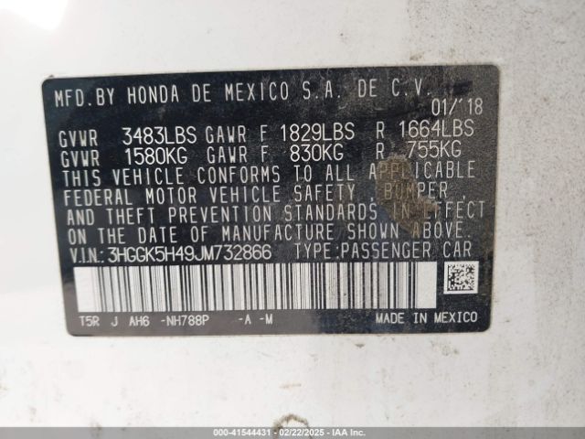3HGGK5H49JM732866 Honda FIT LX