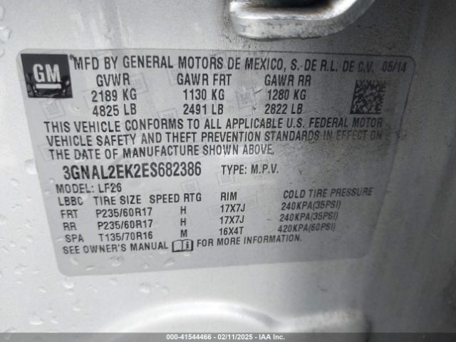 3GNAL2EK2ES682386 Chevrolet Captiva Sport 2ls