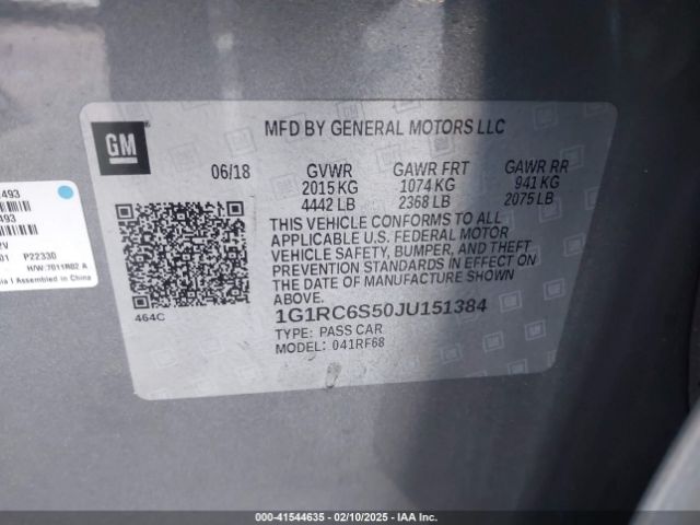 1G1RC6S50JU151384 Chevrolet VOLT LT