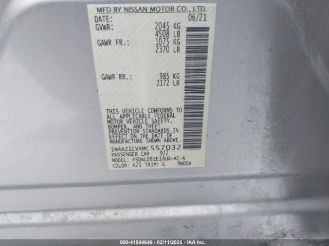 1N4AZ1CVXMC557032 Nissan Leaf Sv 40 Kwh