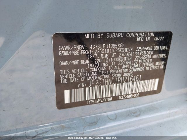 JF2GTHNC1PH216461 Subaru Crosstrek Limited