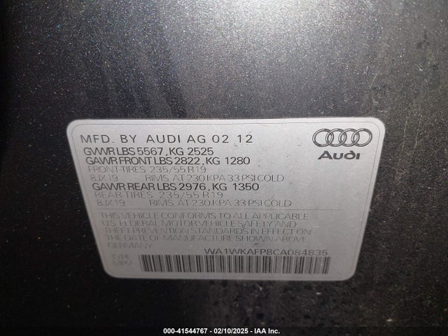 2012 AUDI Q5 WA1WKAFP8CA084835 Photo 8
