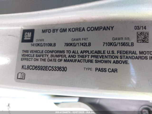 KL8CD6S92EC533630 Chevrolet Spark 1lt Auto