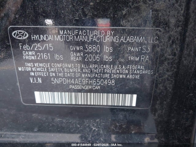 Hyundai ELANTRA SE 2015 5NPDH4AE9FH650498 Image 9