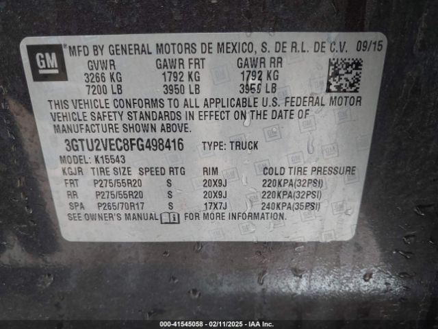 3GTU2VEC8FG498416 GMC Sierra 1500 Slt