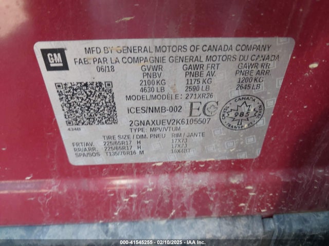 Chevrolet EQUINOX LT 2019 2GNAXUEV2K6105507 Image 9