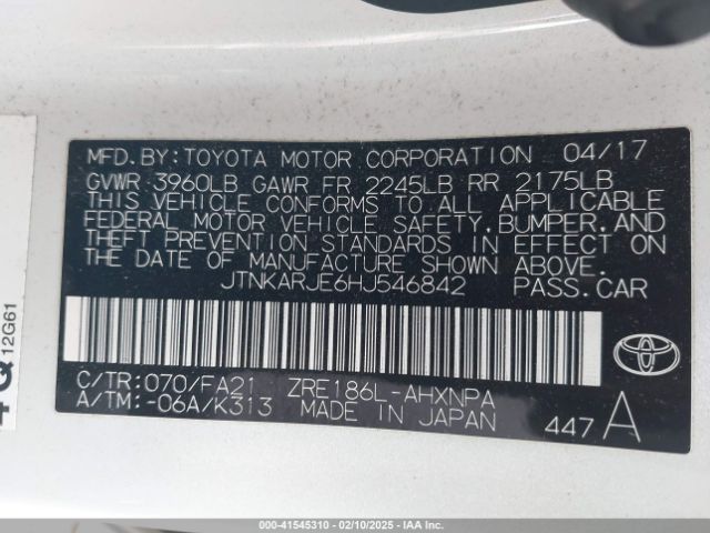 JTNKARJE6HJ546842 Toyota COROLLA IM