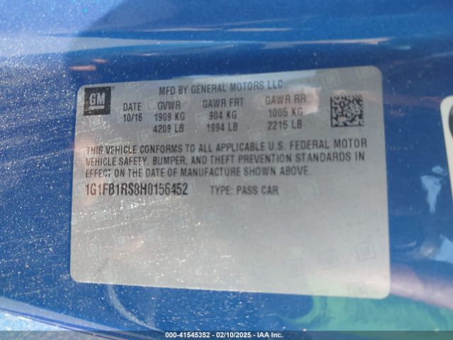 1G1FB1RS8H0156452 Chevrolet Camaro 1lt