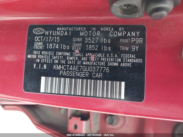 Hyundai ACCENT SE 2016 KMHCT4AE7GU037776 Image 9