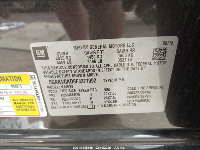 5GAKVCKD9FJ377992 Buick Enclave Premium