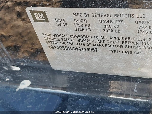 1G1JD5SH0H4114957 Chevrolet Sonic Lt Auto