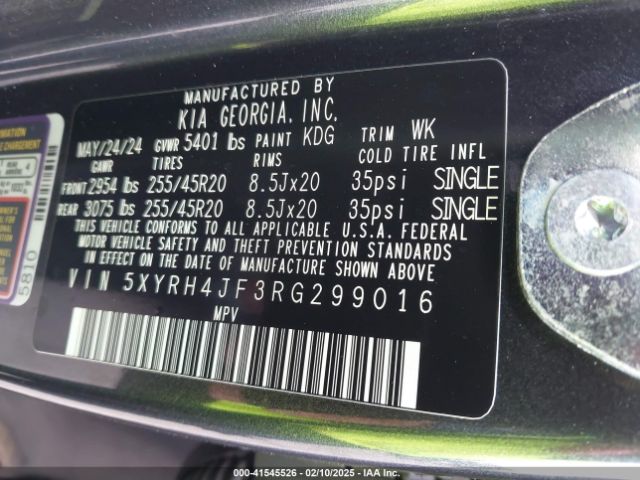 5XYRH4JF3RG299016 KIA SORENTO EX