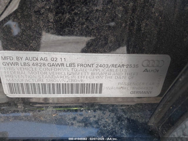 2011 AUDI A4 WAUHFBFL1BN044929 Photo 8