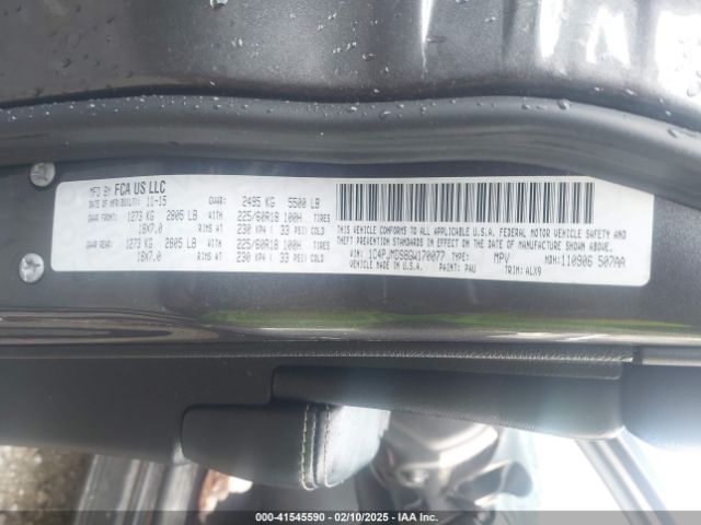 1C4PJMDS8GW170077 Jeep Cherokee Limited