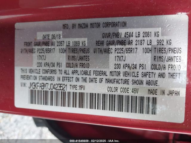 JM3KFABM7J0423521 Mazda CX-5 SPORT