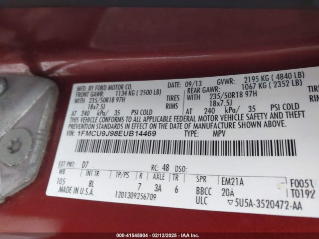 Ford Escape Titanium 2014 1FMCU9J98EUB14469 Image 9