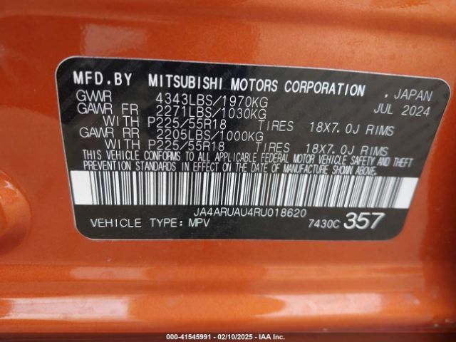 2024 MITSUBISHI OUTLANDER SPORT JA4ARUAU4RU018620 Photo 8