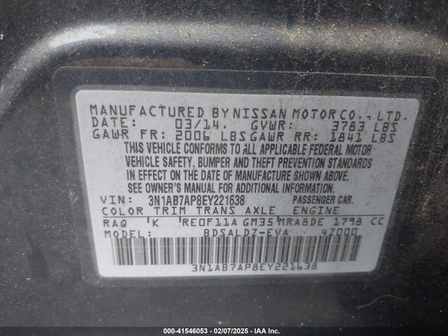 Nissan SENTRA SV 2014 3N1AB7AP8EY221638 Image 9
