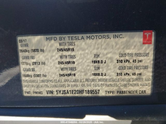5YJSA1E20HF189557 Tesla 2017