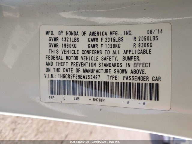 Honda Accord Sport 2014 1HGCR2F59EA253497 Image 9