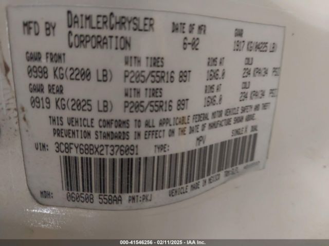 2002 CHRYSLER PT CRUISER 3C8FY68BX2T376091 Photo 8