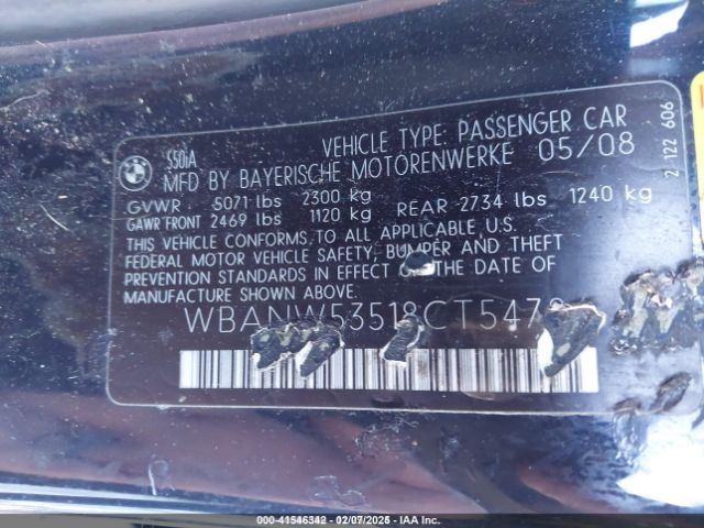 2008 BMW 550I WBANW53518CT54786 Photo 8