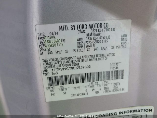 1FTFW1CT9EKE37303 Ford F-150 FX2