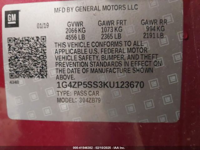 1G4ZP5SS3KU123670 Buick Lacrosse Fwd Essence