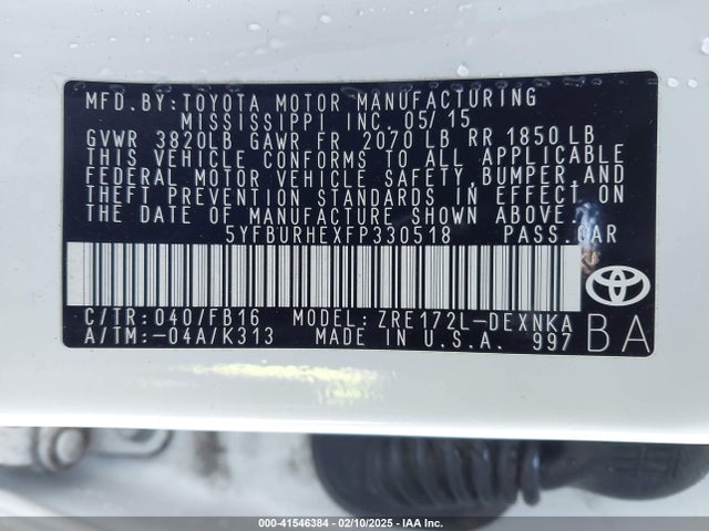 Toyota COROLLA LE 2015 5YFBURHEXFP330518 Image 9