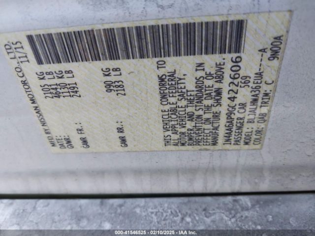 1N4AA6AP9GC422606 Nissan Maxima 3.5 Platinum