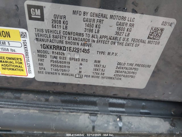 1GKKRRKD1EJ291455 GMC Acadia Slt-1