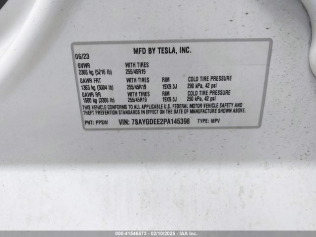 7SAYGDEE2PA145398 Tesla Model Y Awd/long Range Dual Motor All-wheel Drive