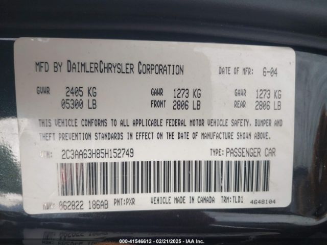 2005 CHRYSLER 300C 2C3AA63H85H152749 Photo 8