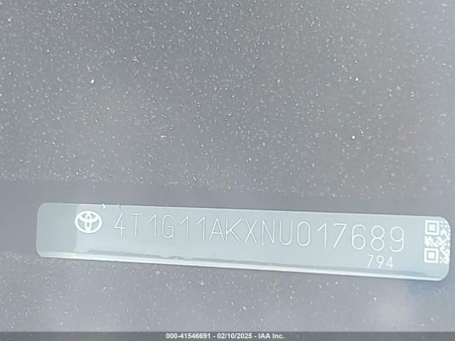 2022 TOYOTA CAMRY 4T1G11AKXNU017689 Photo 8