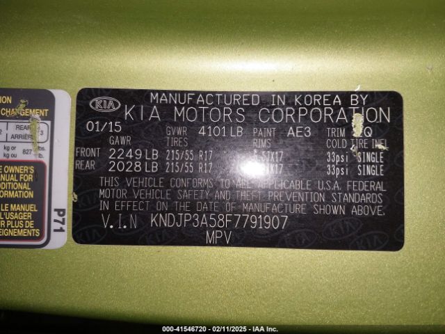 KNDJP3A58F7791907 KIA SOUL +