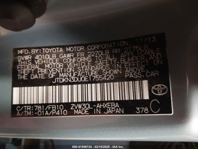 JTDKN3DU0E1755420 Toyota Prius