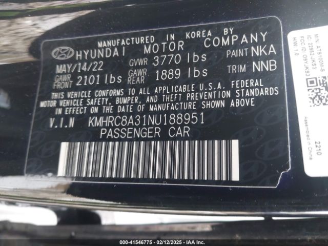 KMHRC8A31NU188951 Hyundai Venue Sel